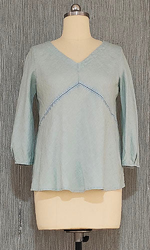 3/4 Sleeve top/lace – 100% European Linen