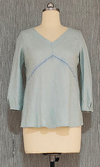 3/4 Sleeve top/lace – 100% European Linen